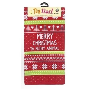 Merry Christmas Cotton Tea Towel‎ By Funatic  19" X 25"  Holiday Kitchen Decor